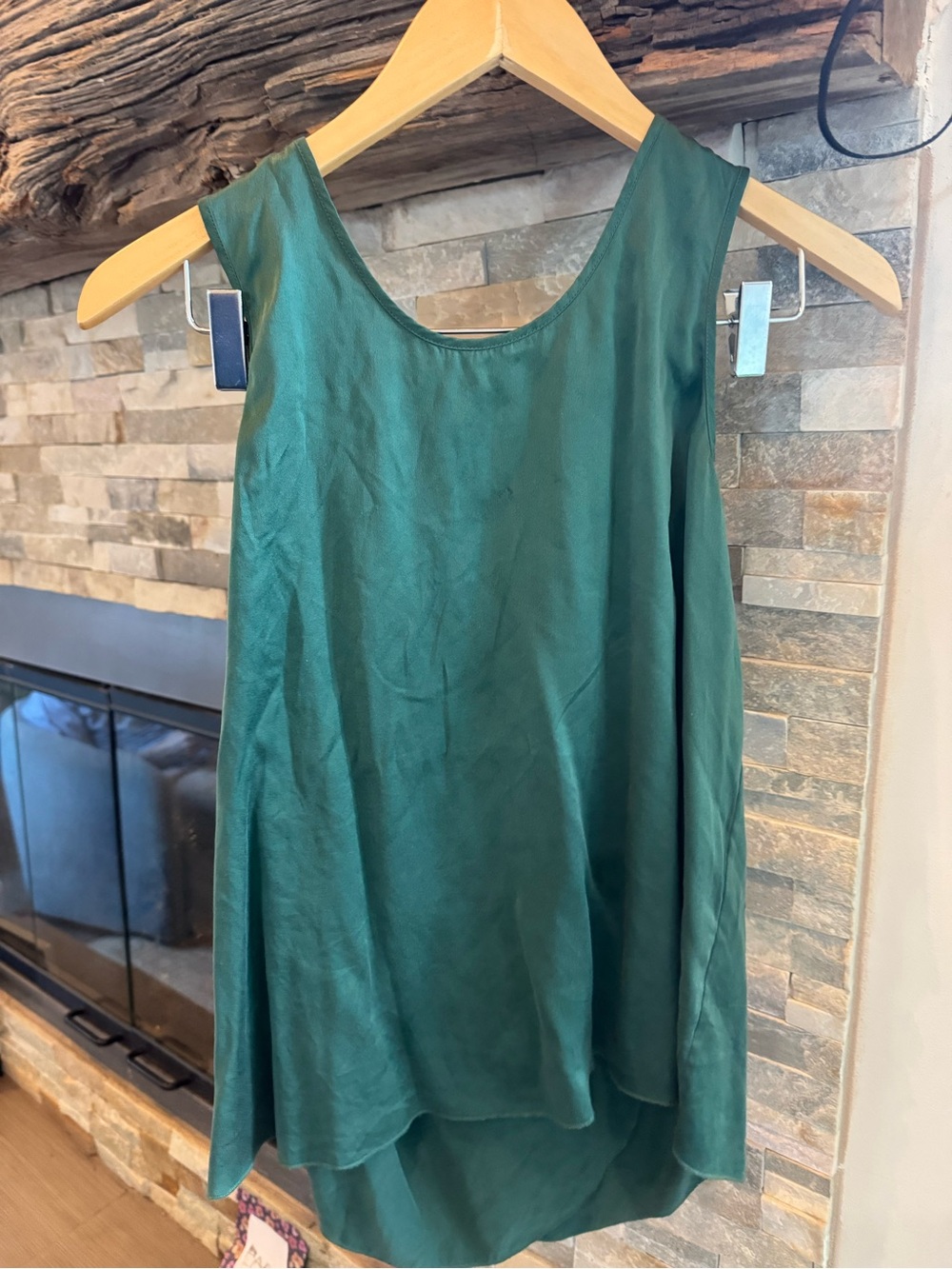 lunya Emerald Green Satin Sleeveless Tank